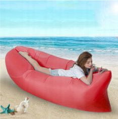 Korbi Napihljiva zložljiva kavč, lazy bag zrak, ležalnik fotelj matrač za plažo, rdeča barva