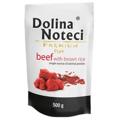DOLINA NOTECI Mokra hrana za alergične pse Premium Pure bogata z govedino z rjavim rižem 500 g