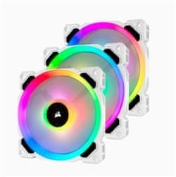 Corsair ventilator LL Series, LL120 RGB White, 120 mm ventilator z dvojno svetlobno zanko RGB LED PWM, paket 3 ventilatorjev z osvetlitvenim vozliščem PRO