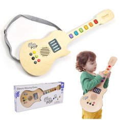 Classic world  Svetleča lesena električna kitara za otroke