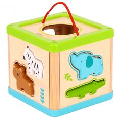Tooky Toy Lesena izobraževalna kocka za razvrščanje živali