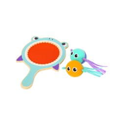 Tooky Toy  Otroška arkadna igra Lesena paleta z morskim psom + 2 ribi na velcro za lovljenje