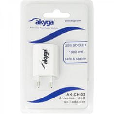 Akyga Omrežni polnilec USB 240V 1000mA 1xUSB bel