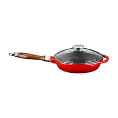 Lava LAVA Litoželezna ponev, 28 cm - s snemljivim ročajem in steklenim pokrovom, rdeča