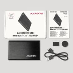 AXAGON EE25-A6M, USB 3.2 Gen 1 - SATA 6G 2,5" kovinska škatla RAW, brez vijakov