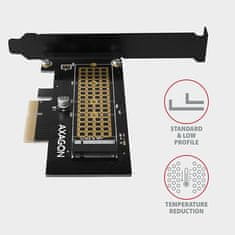 AXAGON PCEM2-N, PCIe x4 - M.2 NVMe M-key adapter za režo, vključno z. LP