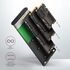 AXAGON EEM2-SBC, USB-C 3.2 Gen 2 - M.2 SATA SSD kovinska škatla RAW, brez vijakov