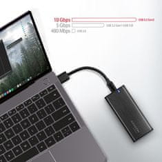 AXAGON EEM2-SBC, USB-C 3.2 Gen 2 - M.2 SATA SSD kovinska škatla RAW, brez vijakov