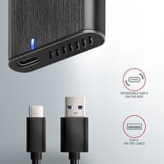 AXAGON EEM2-SBC, USB-C 3.2 Gen 2 - M.2 SATA SSD kovinska škatla RAW, brez vijakov