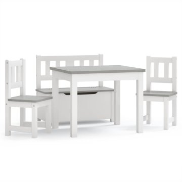 Vidaxl 3-delni komplet otroške mize in stolov bel in siv MDF