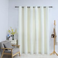 Vidaxl Zatemnitvena zavesa z obročki žametna krem 290x245 cm