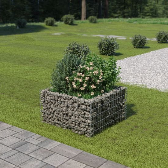 Greatstore Visoka greda gabion pocinkano jeklo 90x90x50 cm