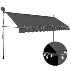 Greatstore Ročno zložljiva tenda z LED lučmi 350 cm antracitna