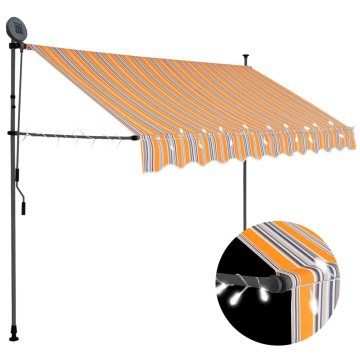 Vidaxl Ročno zložljiva tenda z LED lučmi 300 cm rumena in modra
