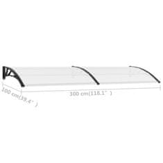 Vidaxl Nadstrešek za vrata 300x100 cm PC