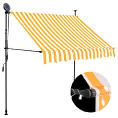 Greatstore Ročno zložljiva tenda z LED lučmi 100 cm bela in oranžna