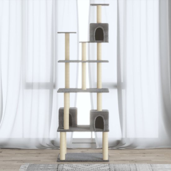 Vidaxl Mačje drevo s praskalniki iz sisala svetlo sivo 188 cm