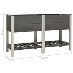 Vidaxl Visoka greda s polico 150x50x90 cm WPC siva