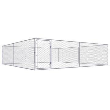 Vidaxl Zunanji pasji boks pocinkano jeklo 4x4x1 m