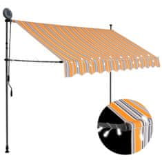 Greatstore Ročno zložljiva tenda z LED lučmi 250 cm rumena in modra