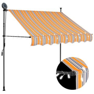Vidaxl Ročno zložljiva tenda z LED lučkami 150 cm rumena in modra