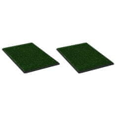 Vidaxl Stranišče za domače živali 2 kosa z umetno travo 76x51x3 cm WC