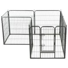 Vidaxl Ograda za pse z 8 jeklenimi paneli 80x80 cm črne barve
