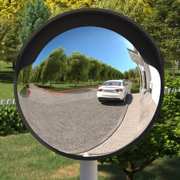 shumee vidaXL Zunanje konveksno prometno ogledalo črno Ø60 cm polikarbonat