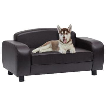 Vidaxl vidaXL Pasji kavč rjav 80x50x40 cm umetno usnje