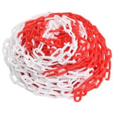 Vidaxl Opozorilna veriga rdeča in bela 100 m Ø4 mm plastika