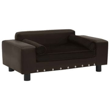 Vidaxl vidaXL Pasji kavč rjav 81x43x31 cm pliš in umetno usnje