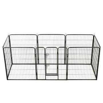 Vidaxl Ograda za pse z 8 jeklenimi paneli 80x100 cm črne barve