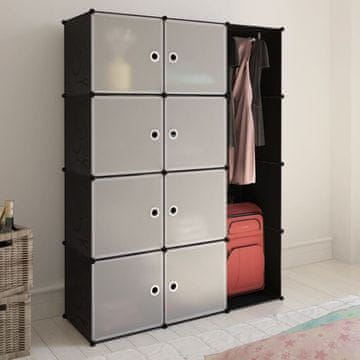 Vidaxl vidaXL Modularna garderobna omara z 9 predelki 109x36,5x143 cm črno-bela