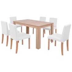 Greatstore Jedilna miza in stoli 7 delni komplet umetno usnje hrast krem
