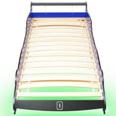 Vidaxl Otroška postelja LED dirkalni avtomobil 90x200 cm modre barve