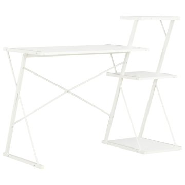 Vidaxl Pisalna miza s polico bela 116x50x93 cm
