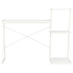 Vidaxl Pisalna miza s polico bela 116x50x93 cm