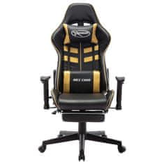 Vidaxl Gaming stol z oporo za noge črno in zlato umetno usnje