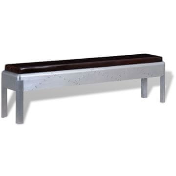 Vidaxl Letalska klop s pravim usnjem 160x32x45 cm