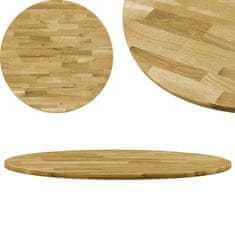Greatstore Površina za mizo trden hrastov les okrogla 23 mm 700 mm