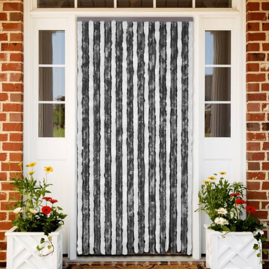 Vidaxl Zavesa proti mrčesu iz šenilje 100x220 cm siva in bela