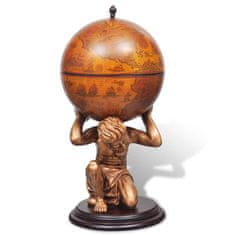 Greatstore Globus z barom / stojalo za vino Atlas dizajn 42x42x85 cm