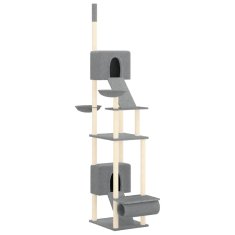 Vidaxl Mačje drevo od tal do stropa svetlo sivo 277-303 cm