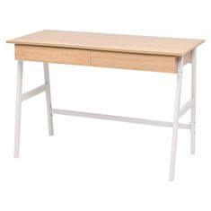 Vidaxl Pisalna miza 110x55x75 cm barva hrasta in bela