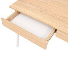 Vidaxl Pisalna miza 110x55x75 cm barva hrasta in bela