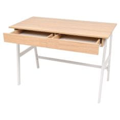 Vidaxl Pisalna miza 110x55x75 cm barva hrasta in bela