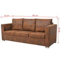 Vidaxl Kavč trosed 191x73x82 cm umetno semiš usnje