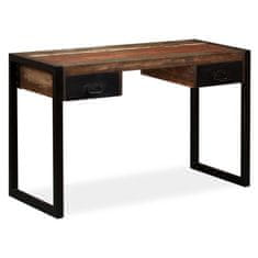 Vidaxl Miza z 2 predaloma iz trdnega predelanega lesa 120x50x76 cm
