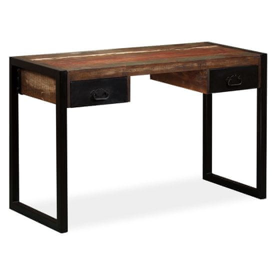 Vidaxl Miza z 2 predaloma iz trdnega predelanega lesa 120x50x76 cm