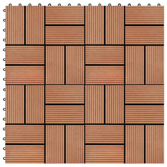 Vidaxl Talne plošče 22 kosov 30x30 cm 2 m2 WPC barva tikovine